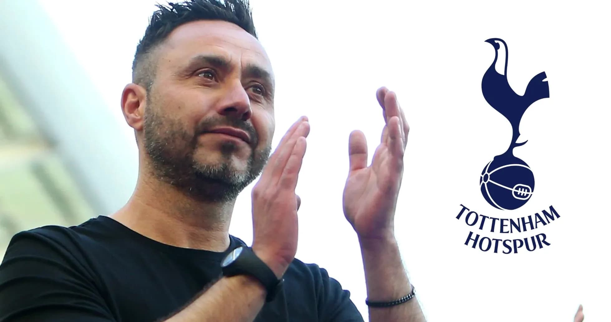 Man applauding with Tottenham Hotspur logo in background Man applauding with Tottenham Hotspur logo in background