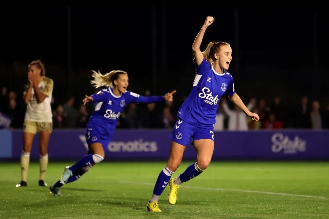 Everton player celebrating during match against Leicester City Everton player celebrating during match against Leicester City