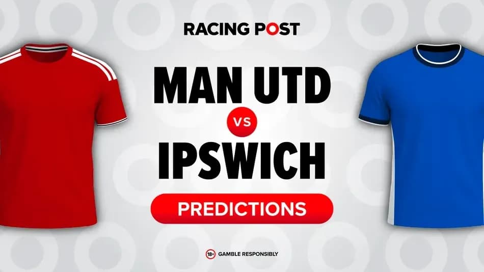 Red and blue jerseys representing Manchester United and Ipswich Red and blue jerseys representing Manchester United and Ipswich