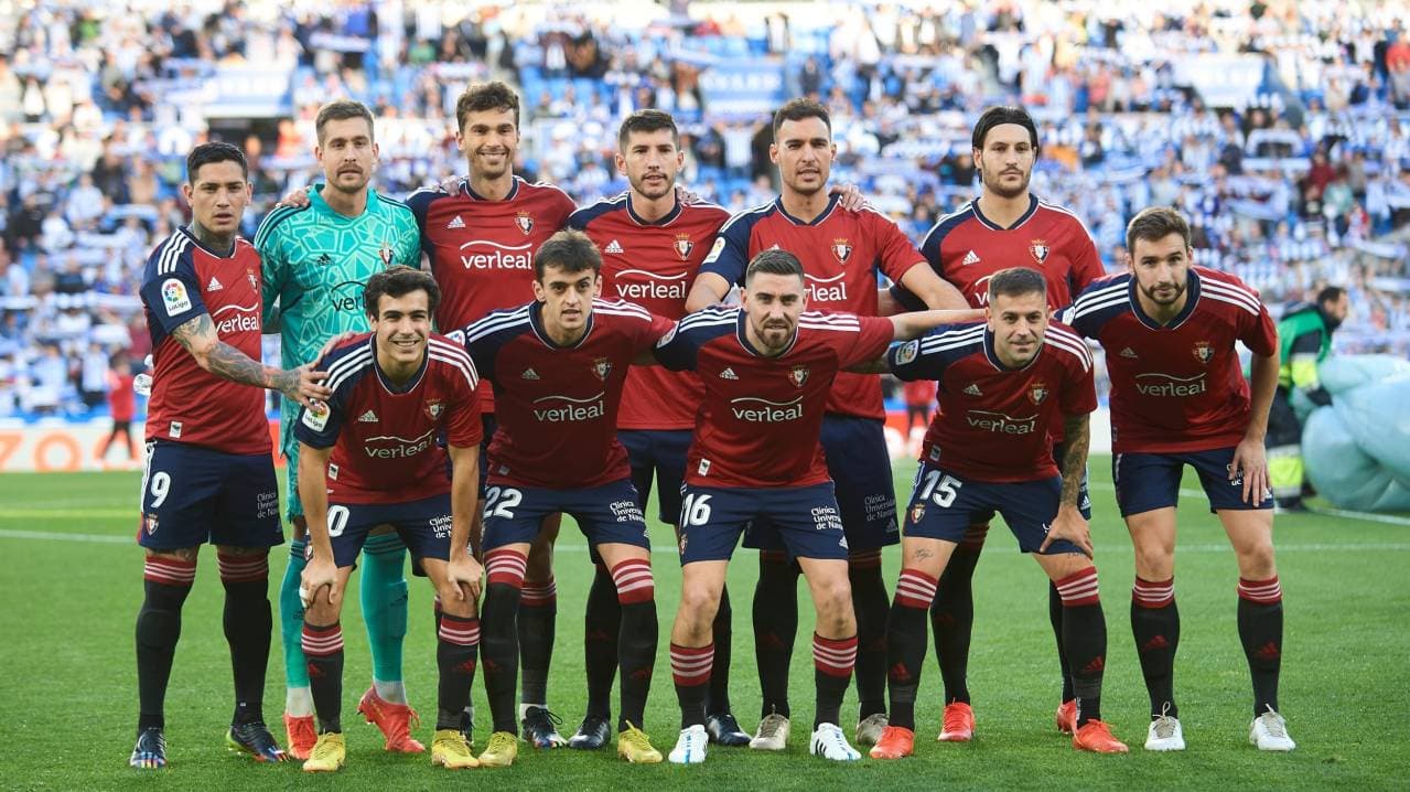 Osasuna team lineup before La Liga match Osasuna team lineup before La Liga match