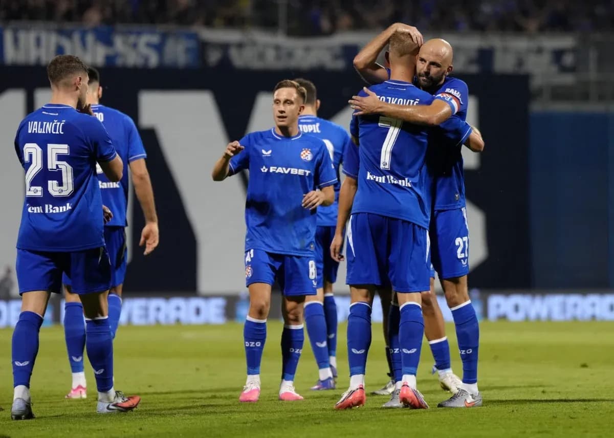 Dinamo Zagreb players celebrating a goal Dinamo Zagreb players celebrating a goal