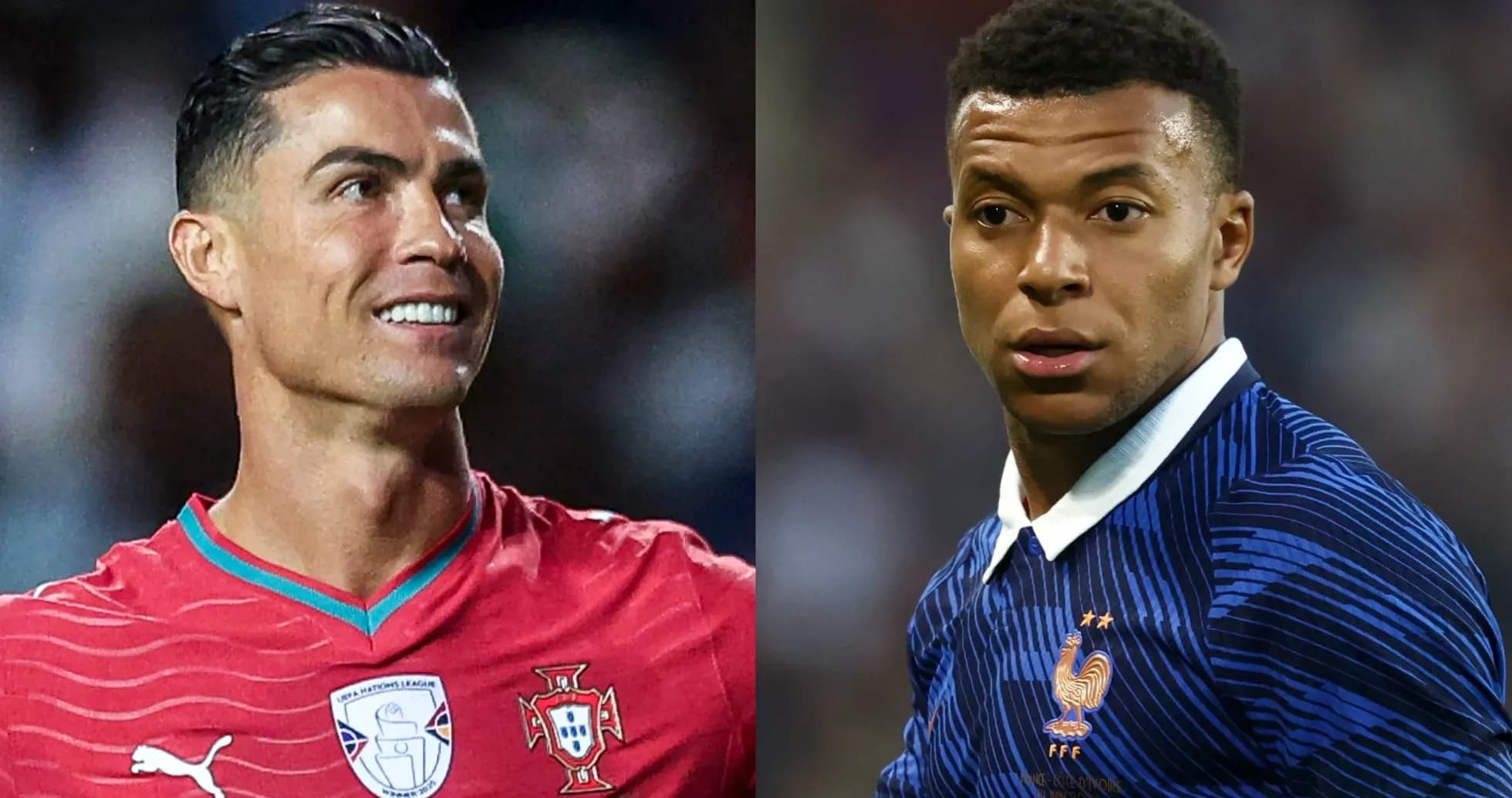 Cristiano Ronaldo and Kylian Mbappé during match Cristiano Ronaldo and Kylian Mbappé during match