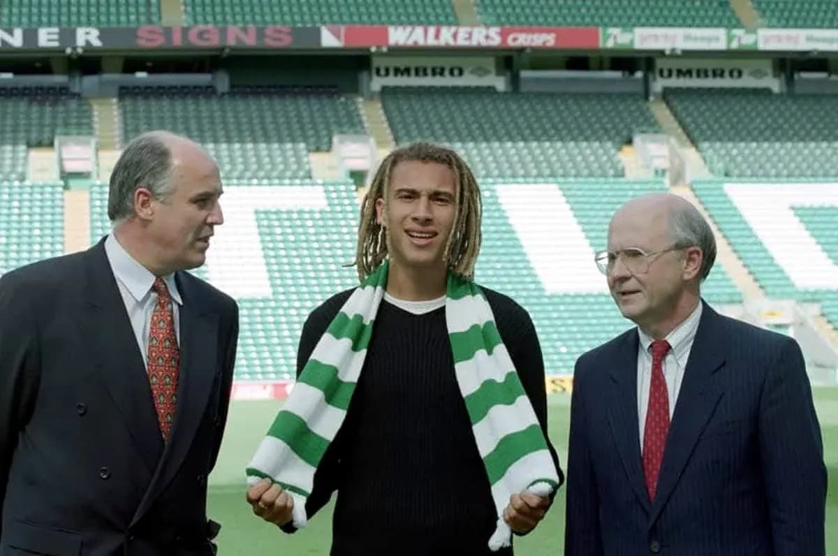 New player introduced at Celtic Park with officials New player introduced at Celtic Park with officials