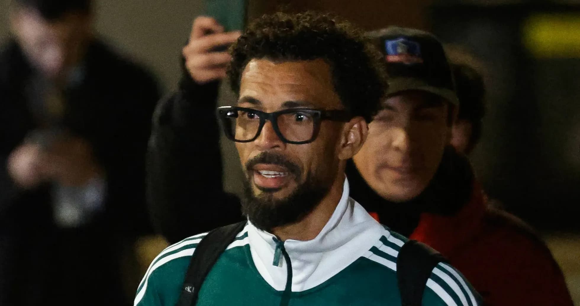 Player wearing glasses arriving at venue Player wearing glasses arriving at venue