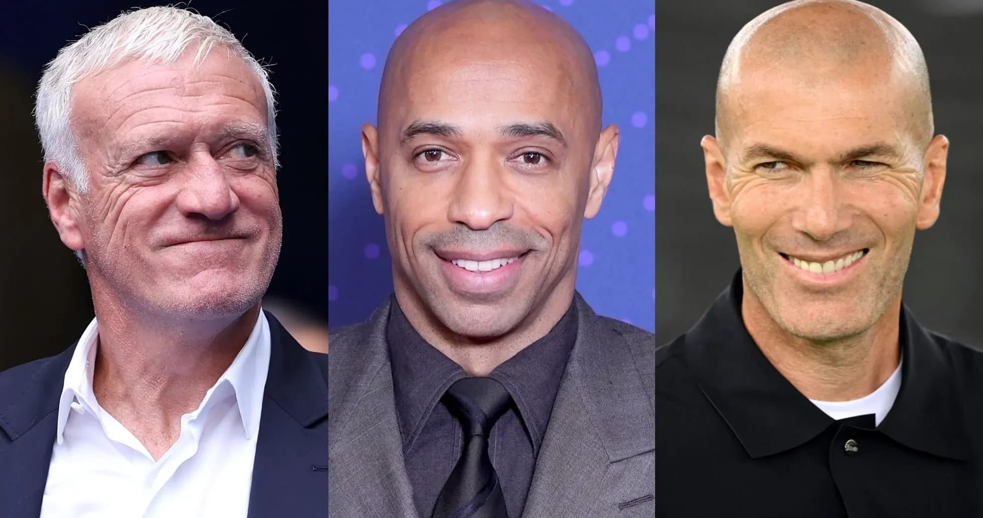Three prominent football figures posing together Three prominent football figures posing together