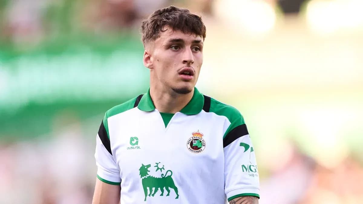 Player in Racing Santander kit during match Player in Racing Santander kit during match