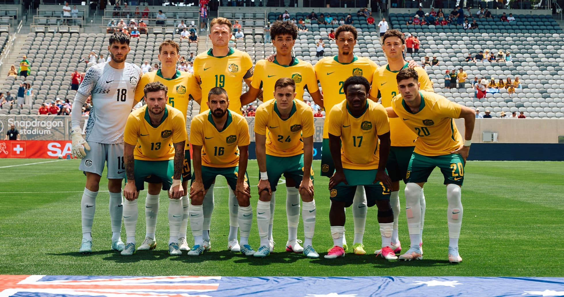 Australia national football team posing for match Australia national football team posing for match