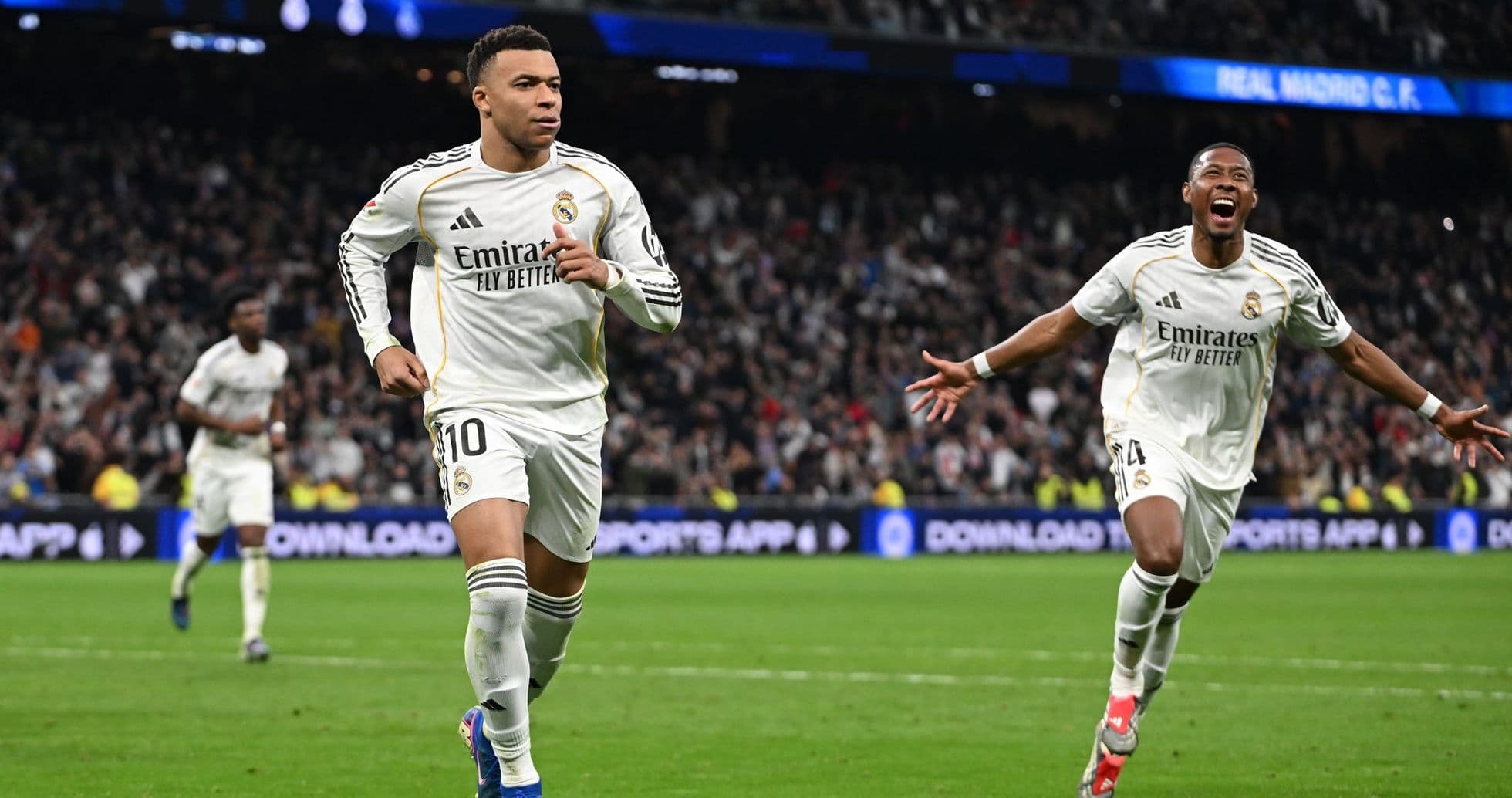 Real Madrid players celebrating a goal during match Real Madrid players celebrating a goal during match