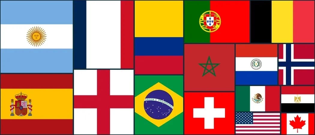 Collection of various national flags arranged in grid Collection of various national flags arranged in grid