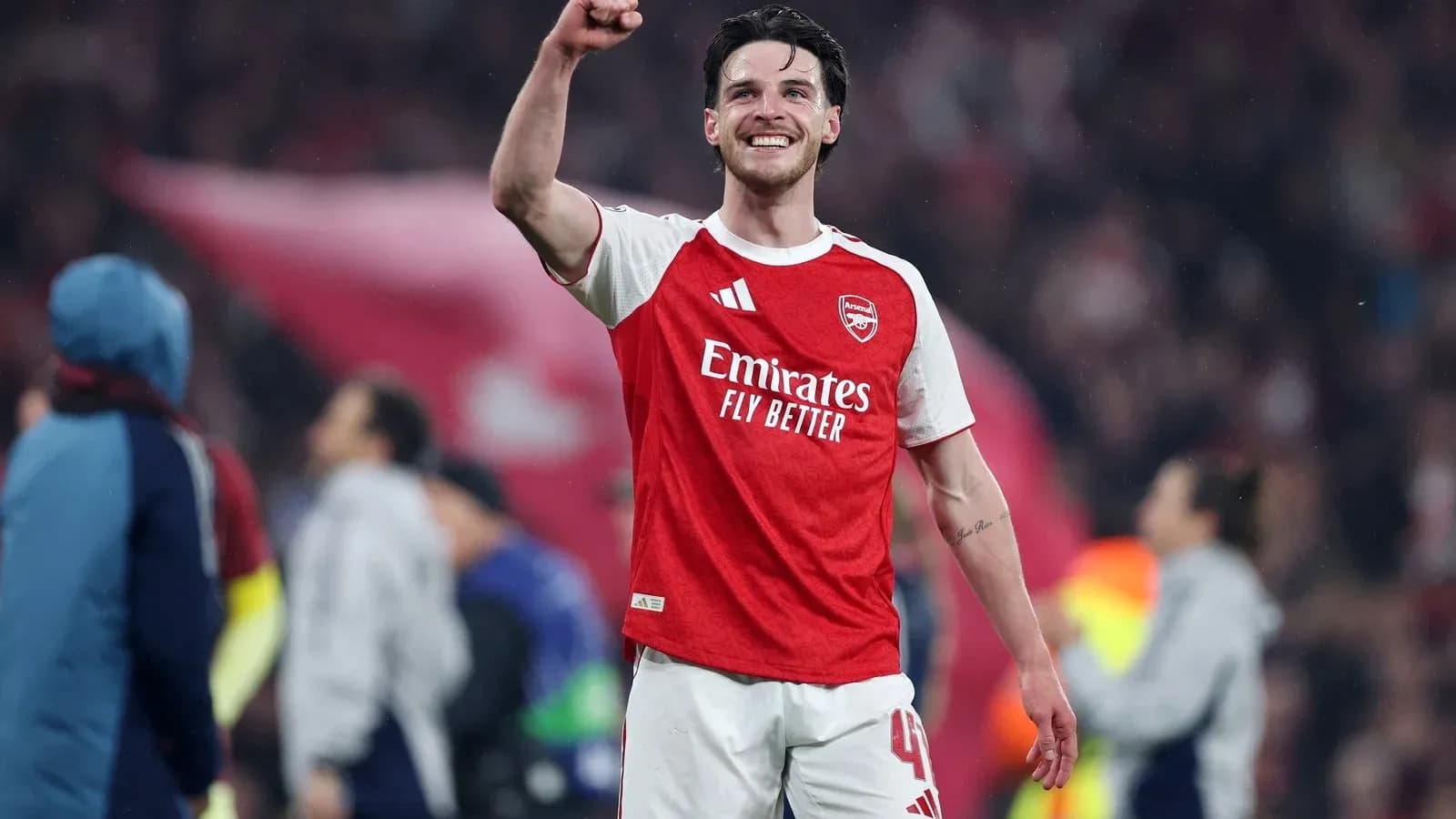 Player celebrating after a match victory Player celebrating after a match victory