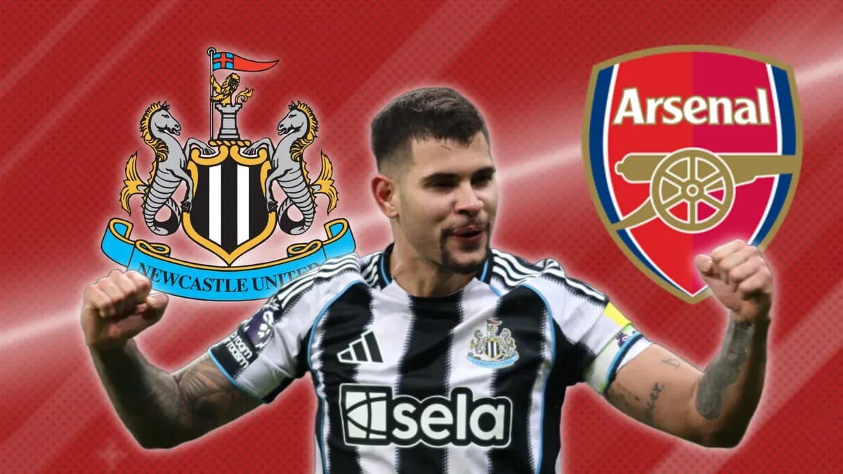 Newcastle player celebrating with club logos in background Newcastle player celebrating with club logos in background