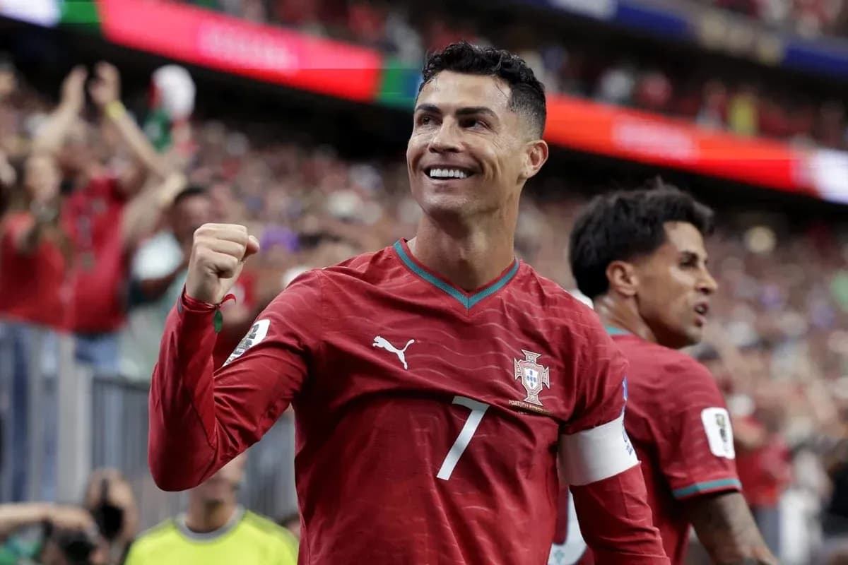 Cristiano Ronaldo celebrating in Portugal jersey Cristiano Ronaldo celebrating in Portugal jersey