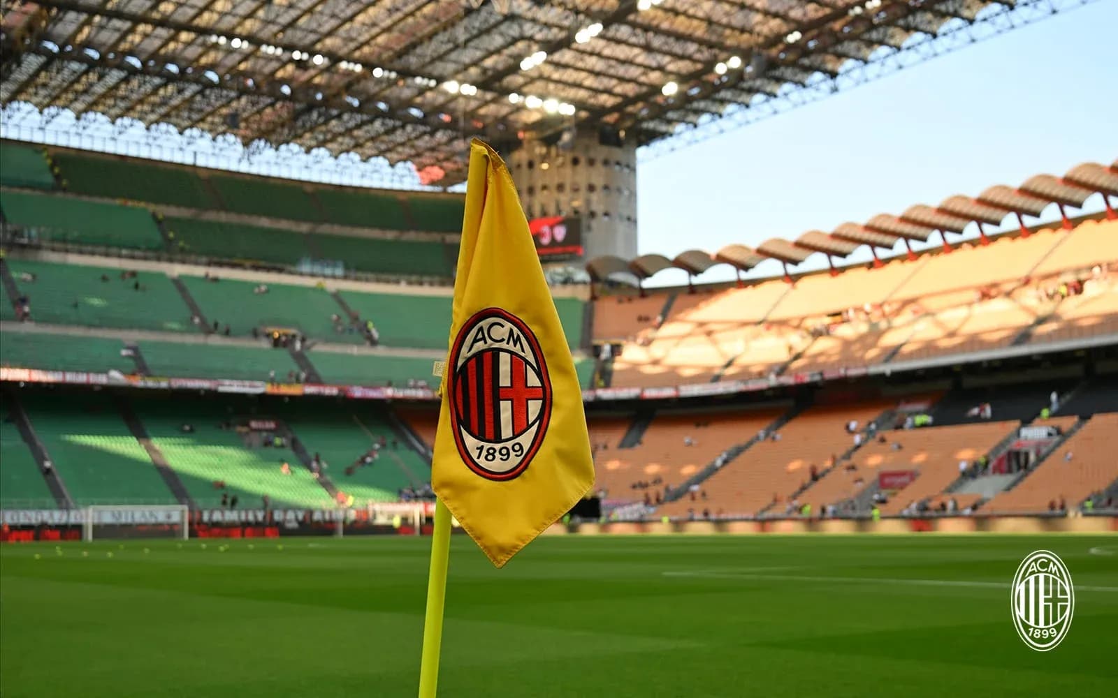 AC Milan corner flag in empty stadium AC Milan corner flag in empty stadium