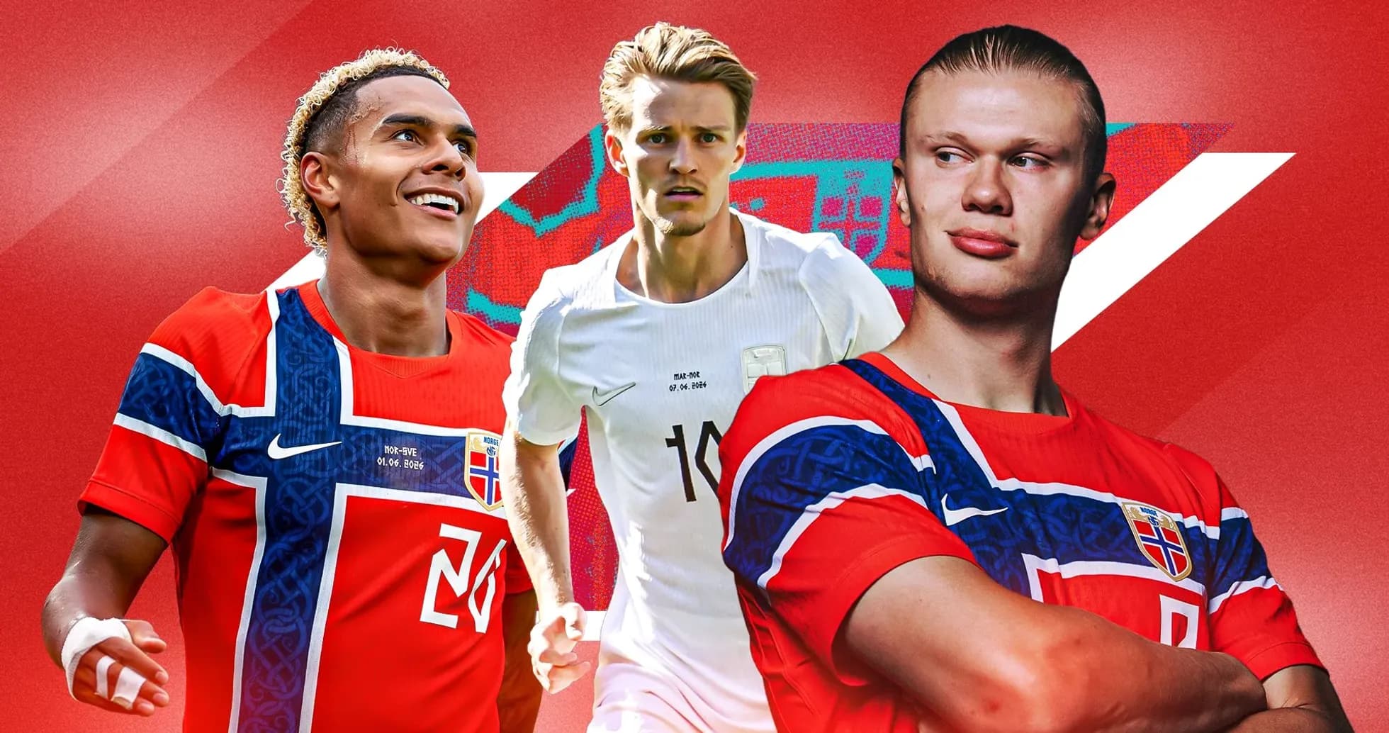 Norwegian football players posing in national team jerseys Norwegian football players posing in national team jerseys