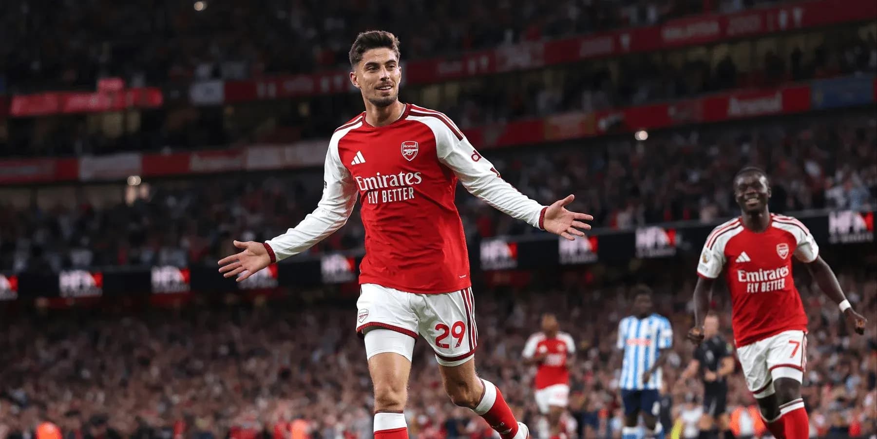 Arsenal player celebrating during Premier League match Arsenal player celebrating during Premier League match