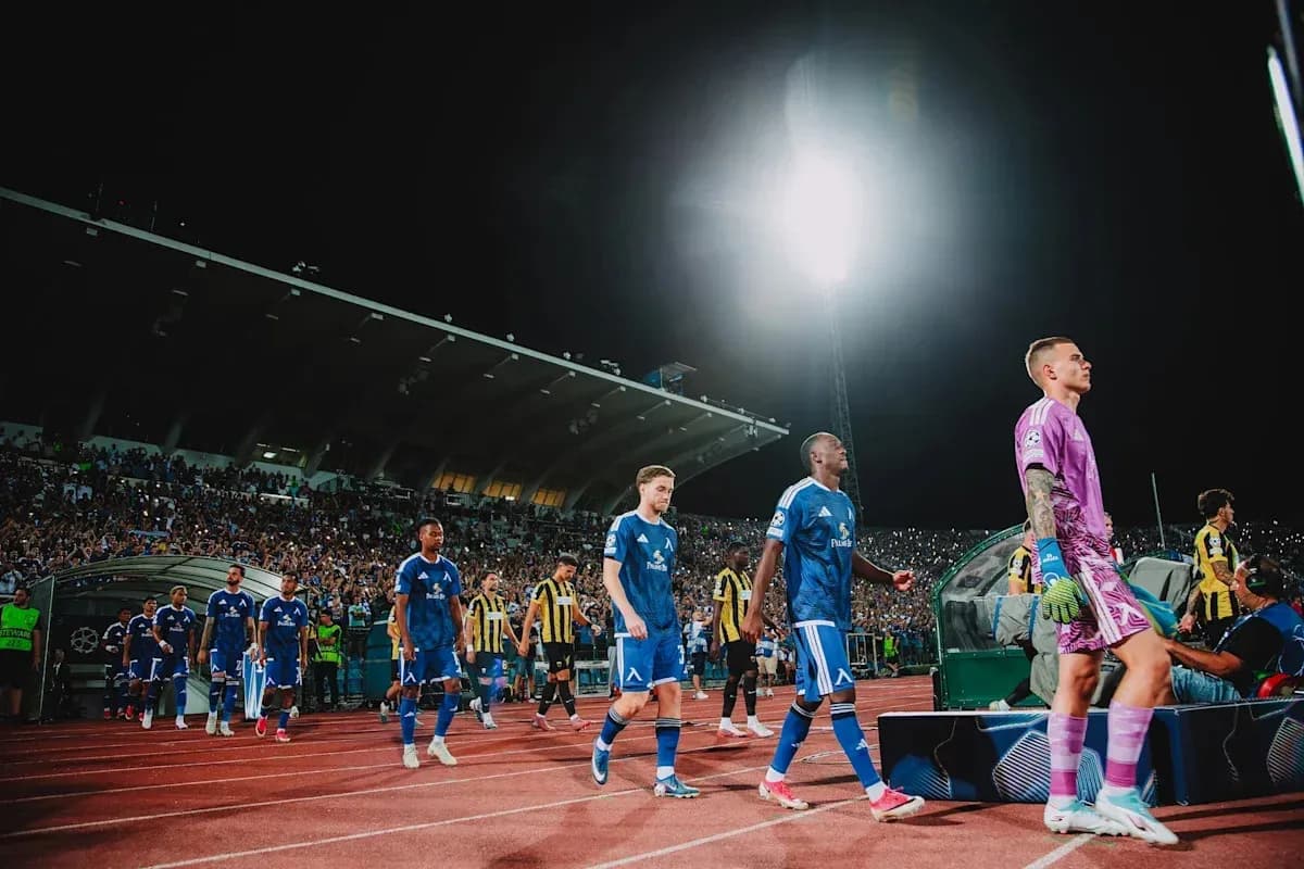 Levski Sofia players walking onto the pitch Levski Sofia players walking onto the pitch