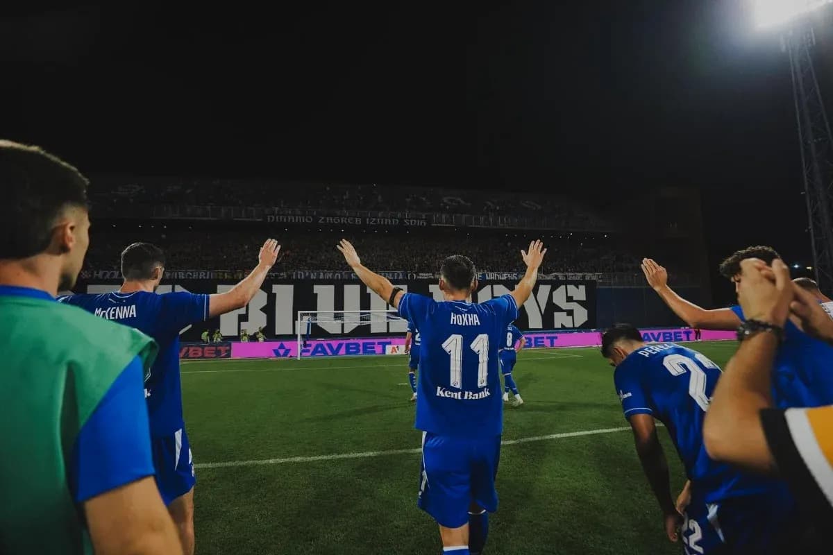 Dinamo Zagreb players celebrating a match Dinamo Zagreb players celebrating a match