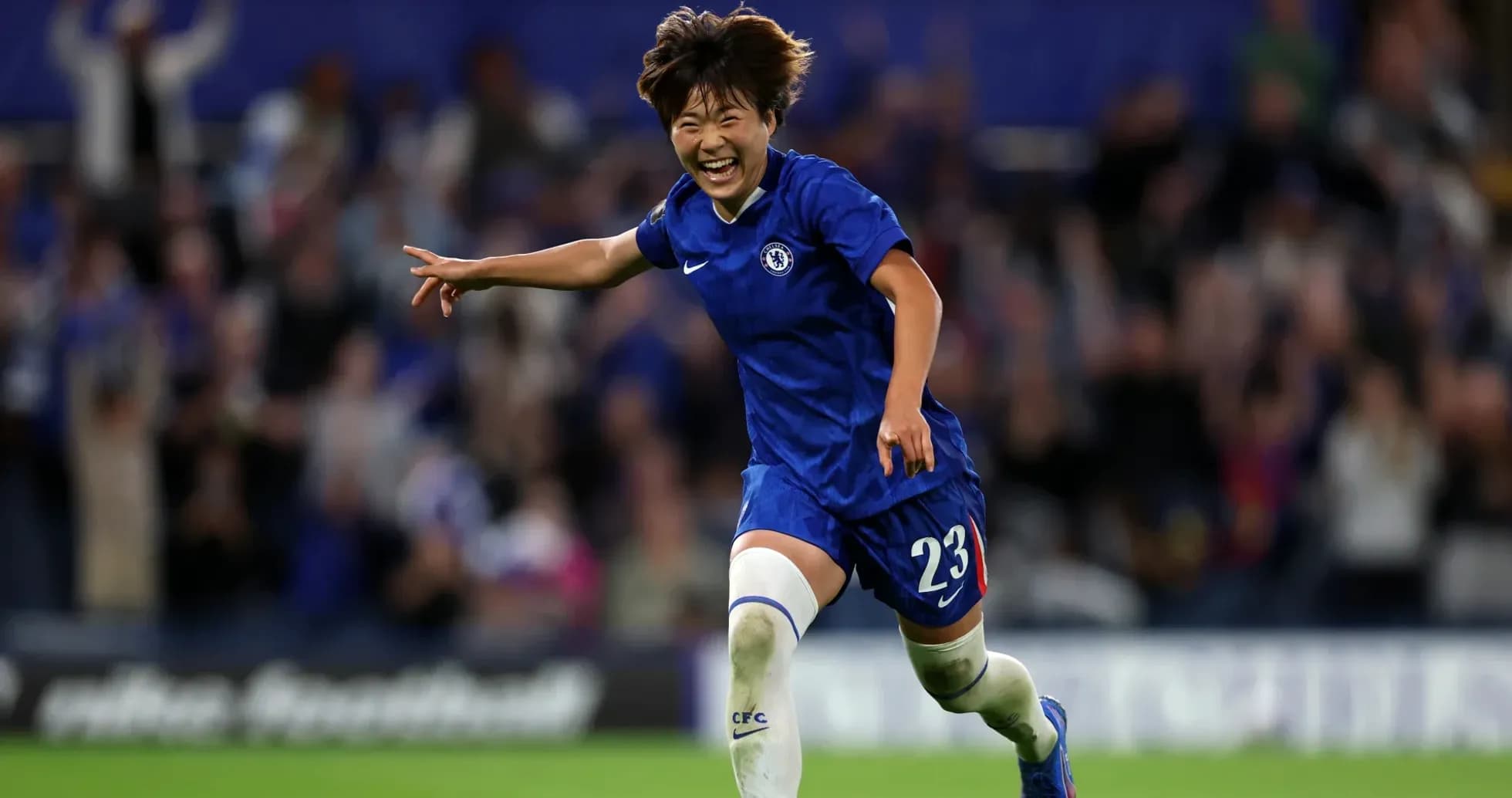 Chelsea player celebrating a goal on the field Chelsea player celebrating a goal on the field