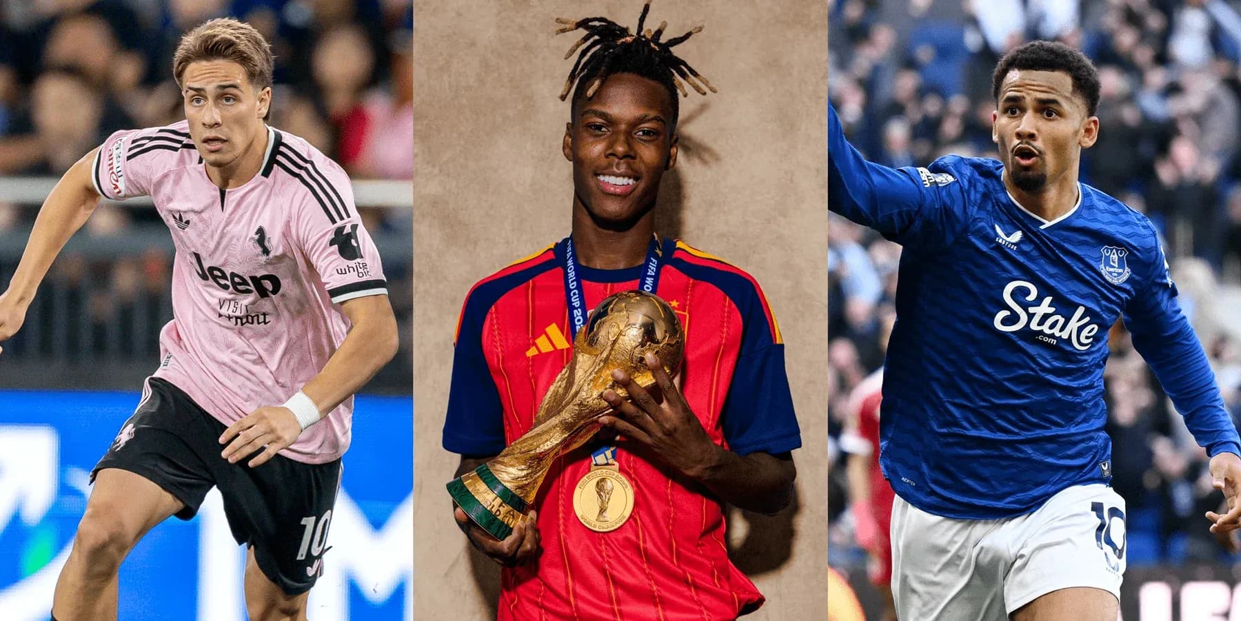 Three soccer players in action and celebration poses Three soccer players in action and celebration poses