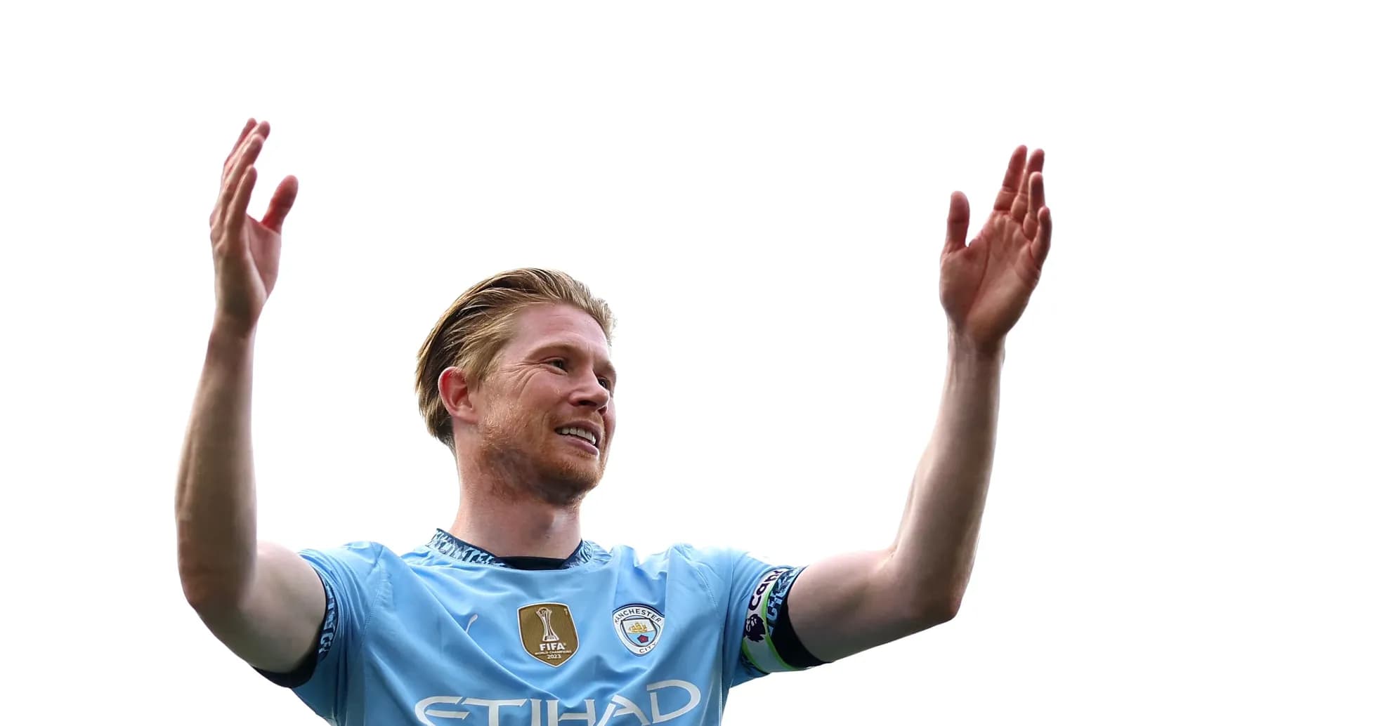 Player celebrating with raised arms during match Player celebrating with raised arms during match