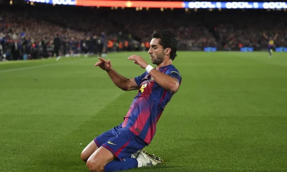Barcelona player celebrating after scoring a goal Barcelona player celebrating after scoring a goal
