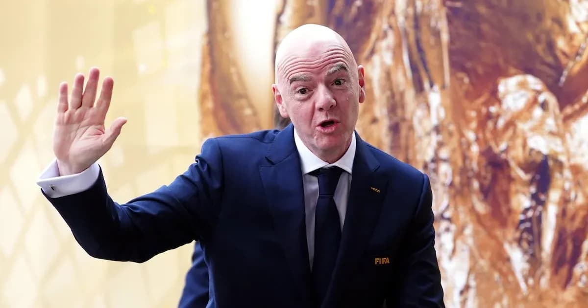 FIFA president speaking at an event FIFA president speaking at an event