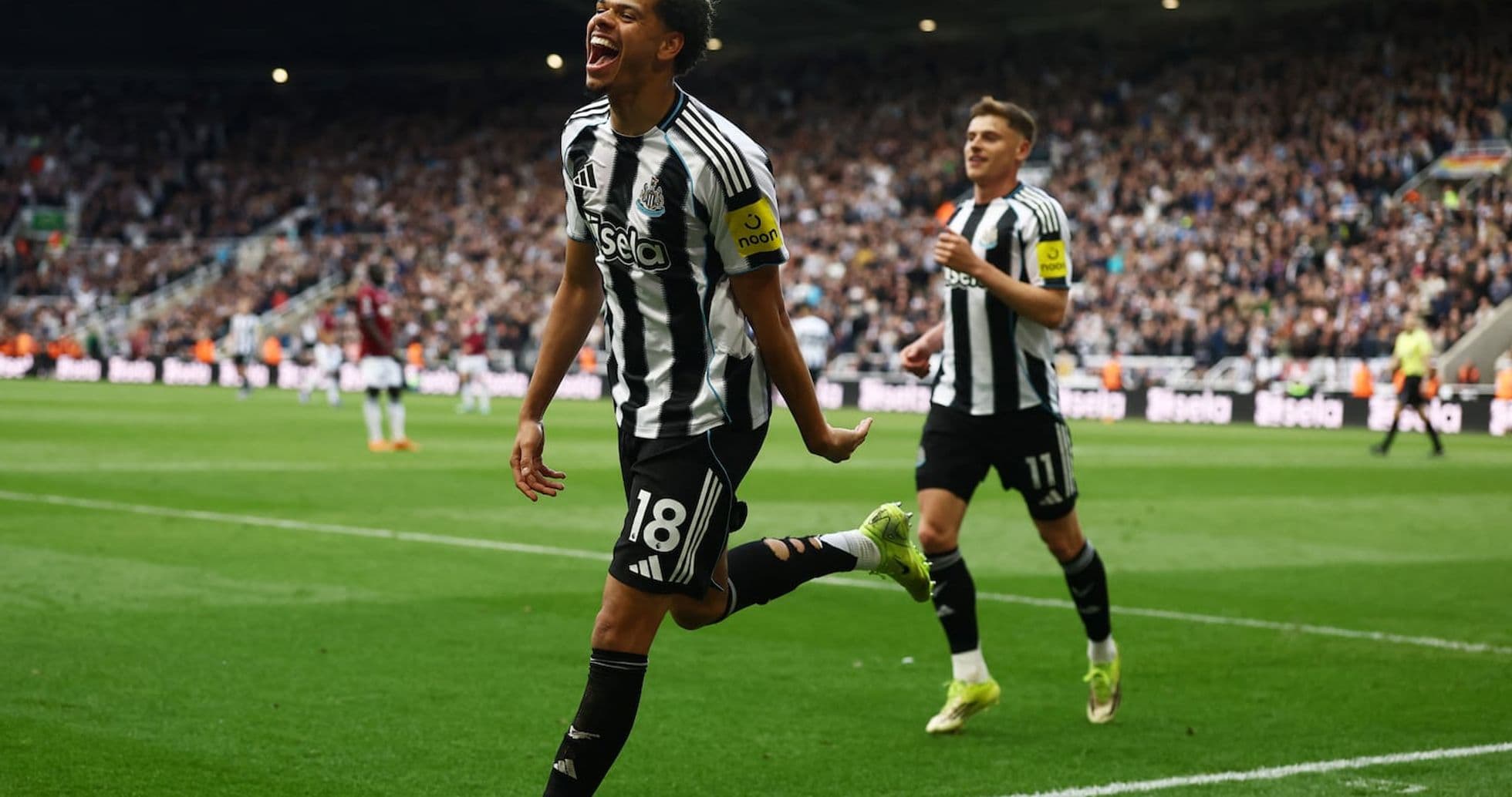 Newcastle player celebrating during Premier League match Newcastle player celebrating during Premier League match