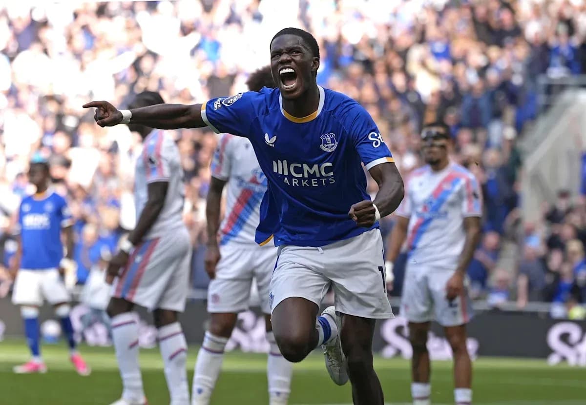 Everton player celebrating a goal during match Everton player celebrating a goal during match