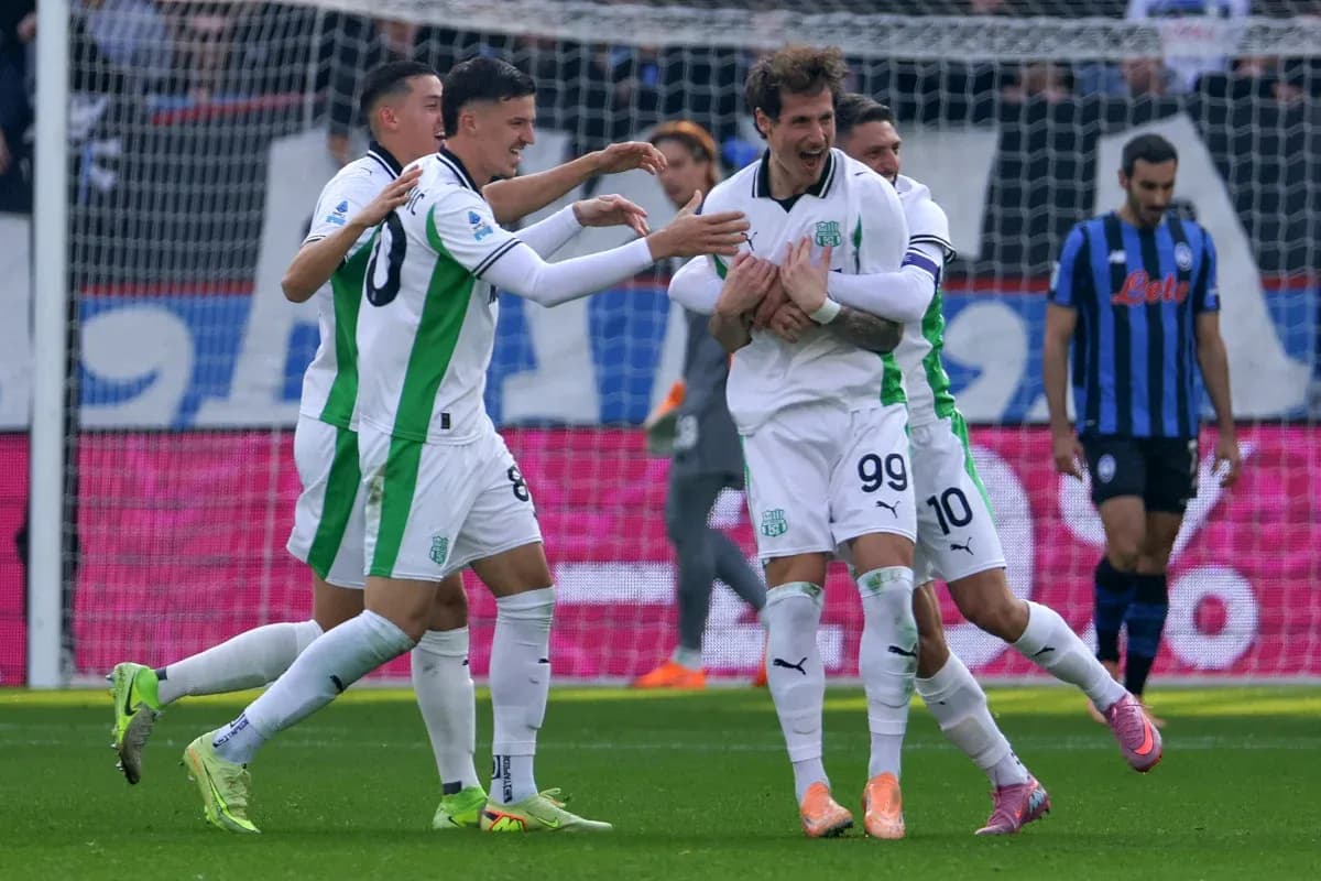 Sassuolo players celebrating a goal during match Sassuolo players celebrating a goal during match