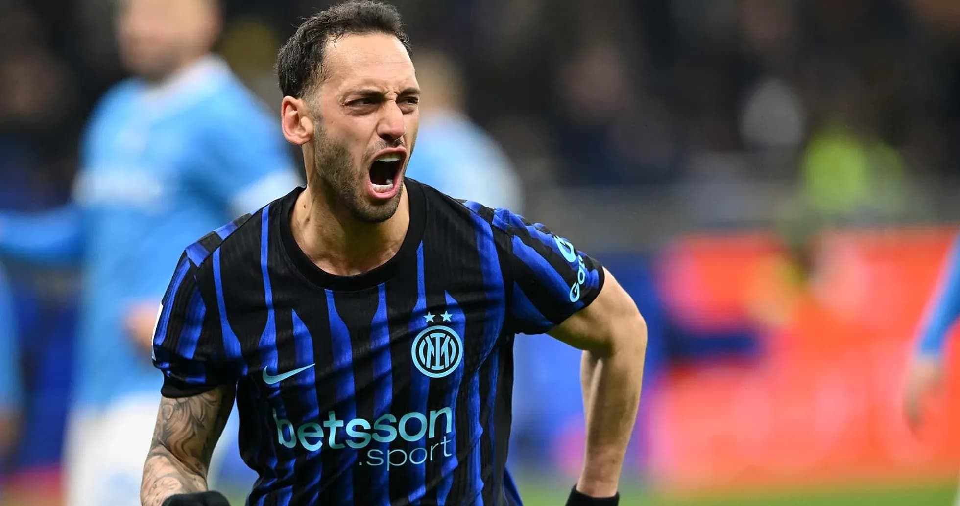 Inter player celebrating during match against Napoli Inter player celebrating during match against Napoli