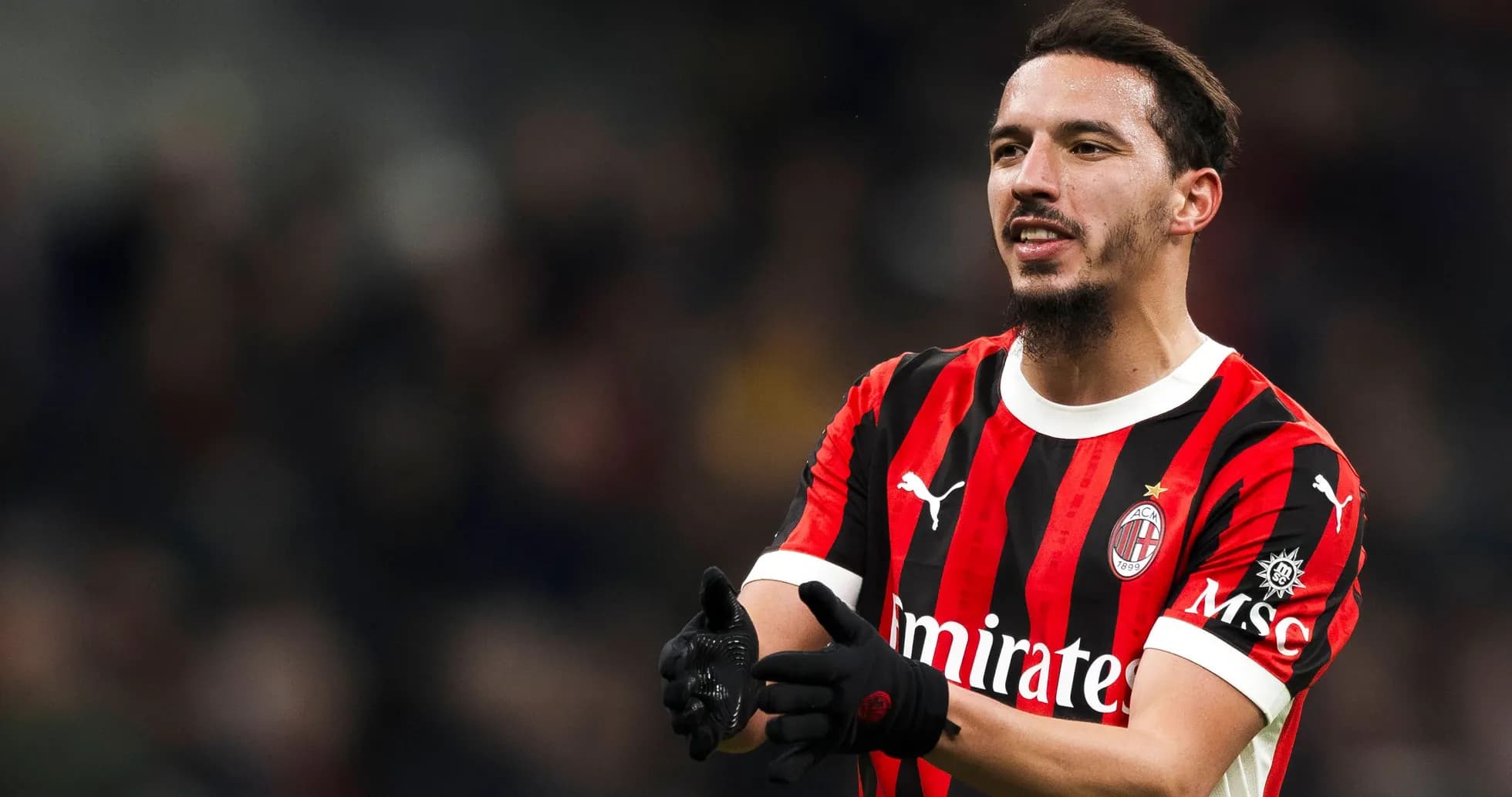 AC Milan player gesturing during match AC Milan player gesturing during match