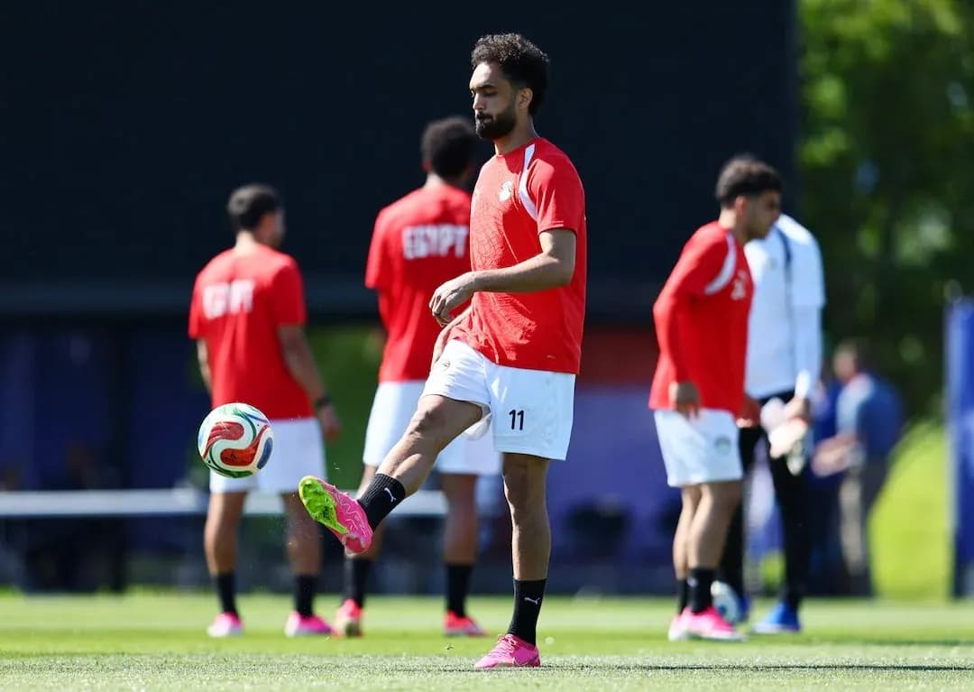 Egyptian player practicing before World Cup match Egyptian player practicing before World Cup match