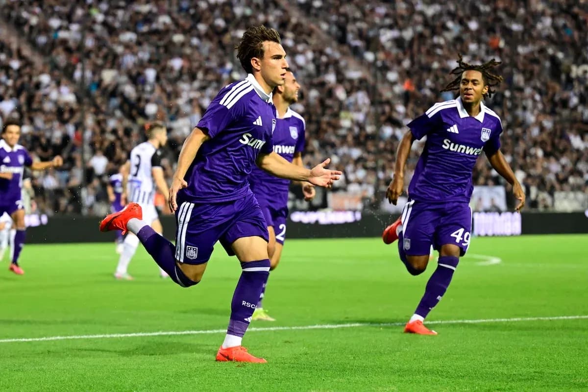 Anderlecht player celebrating a goal during match Anderlecht player celebrating a goal during match