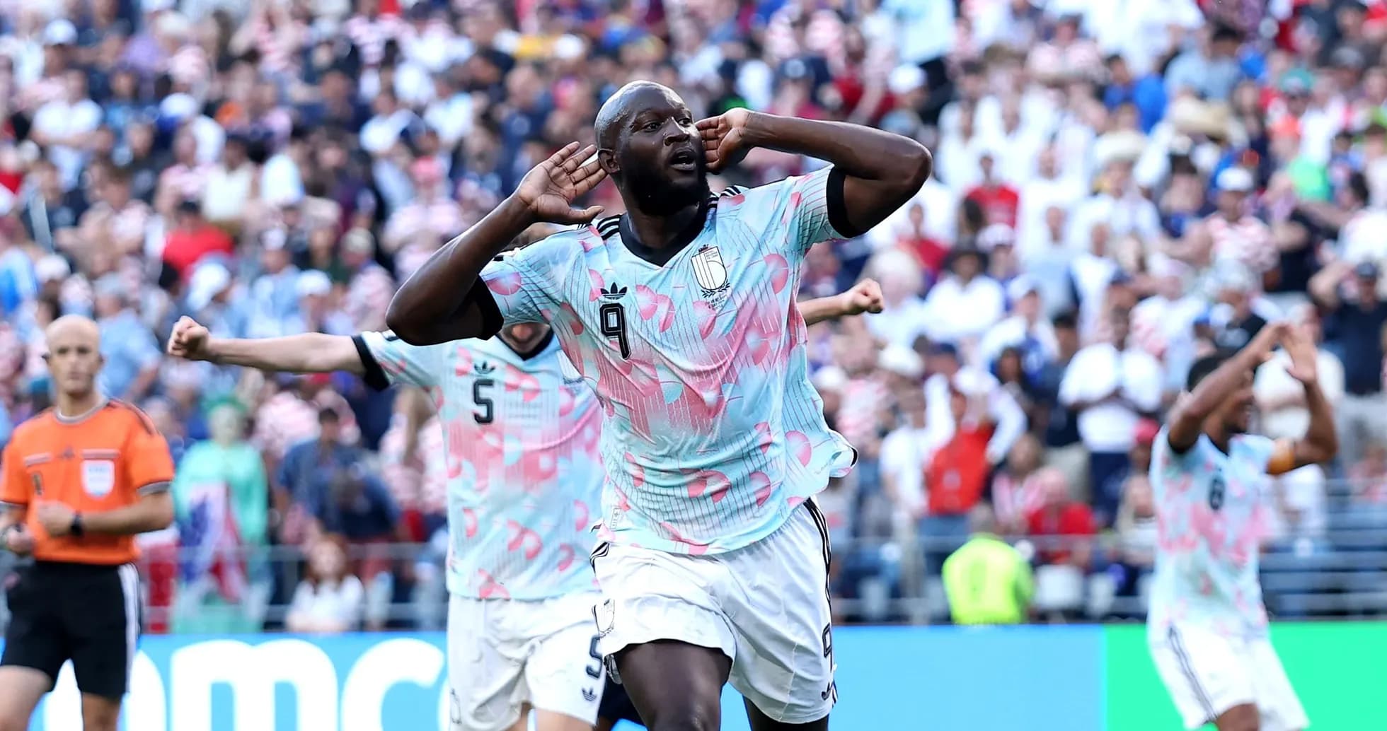 Player celebrating after scoring a goal during match Player celebrating after scoring a goal during match