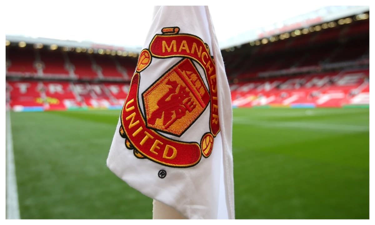 Manchester United corner flag at Old Trafford stadium Manchester United corner flag at Old Trafford stadium