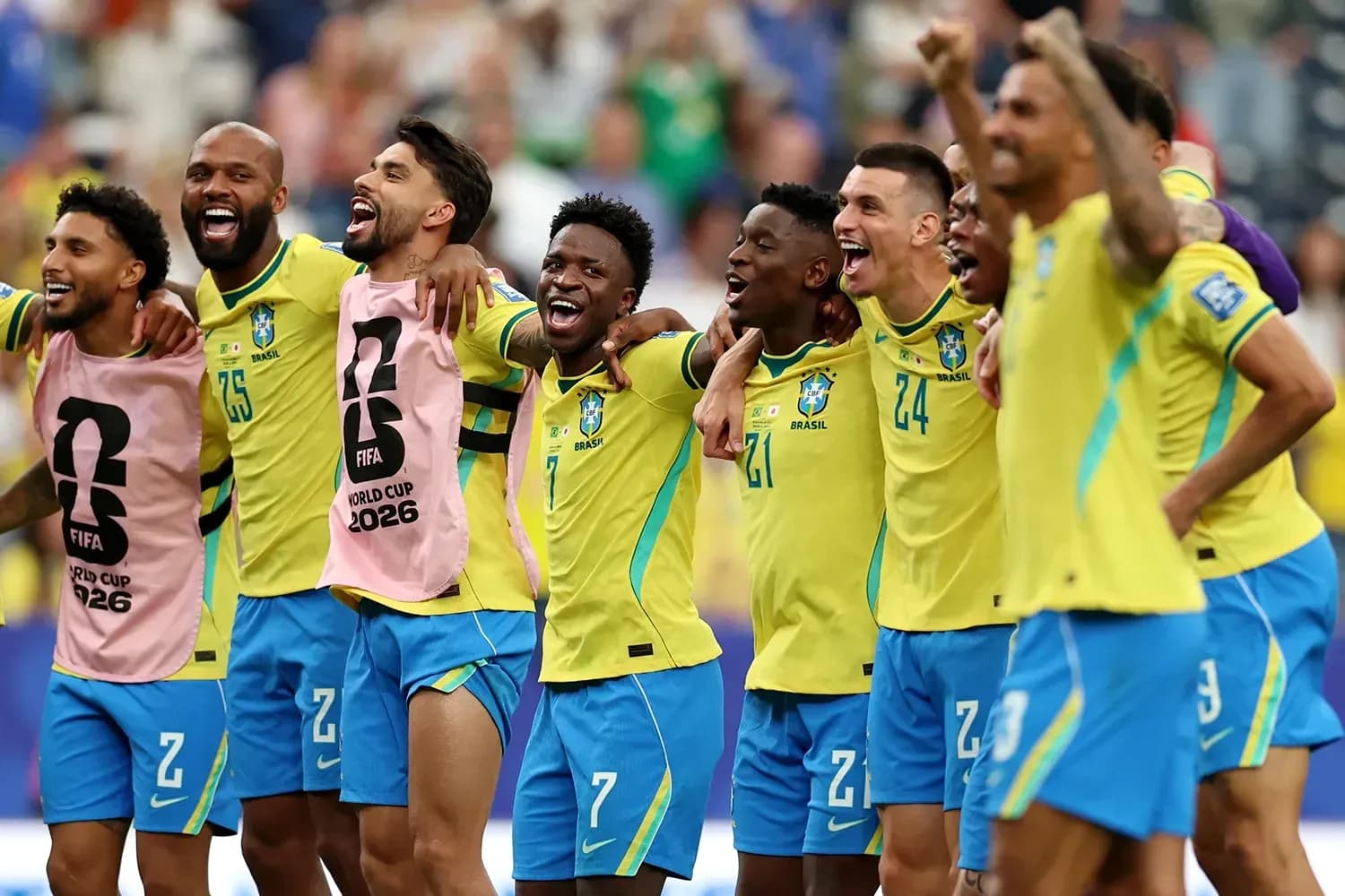 Brazil players celebrating during World Cup 2026 Brazil players celebrating during World Cup 2026