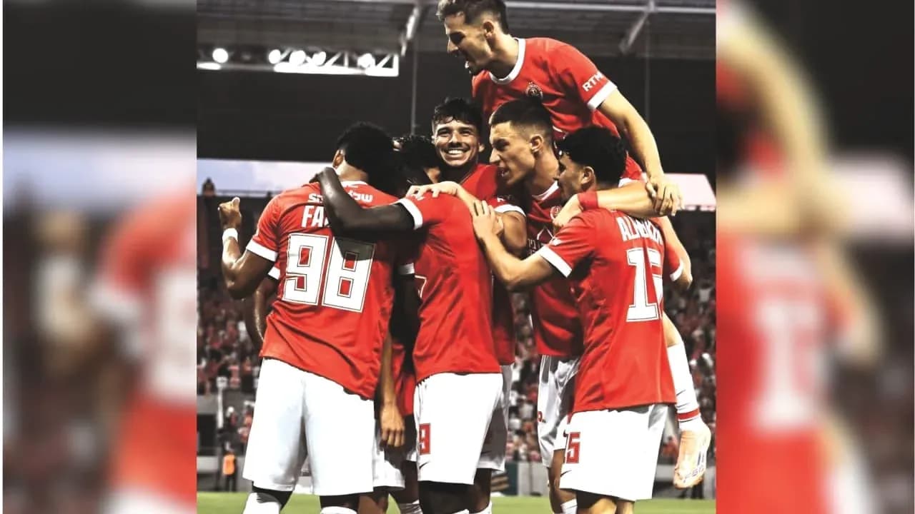 CSKA Sofia players celebrating a goal CSKA Sofia players celebrating a goal