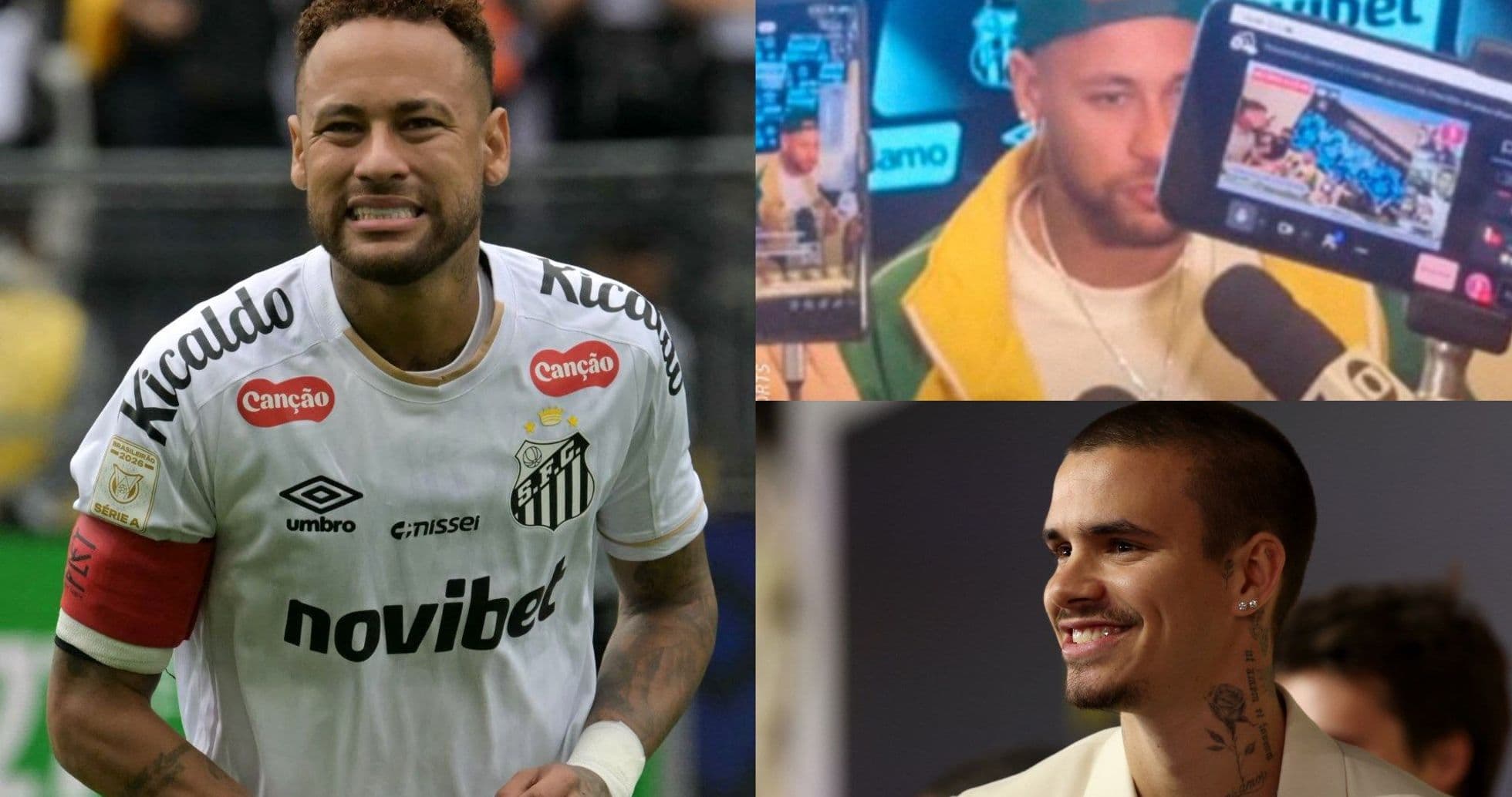 Neymar in Santos jersey and two other images Neymar in Santos jersey and two other images