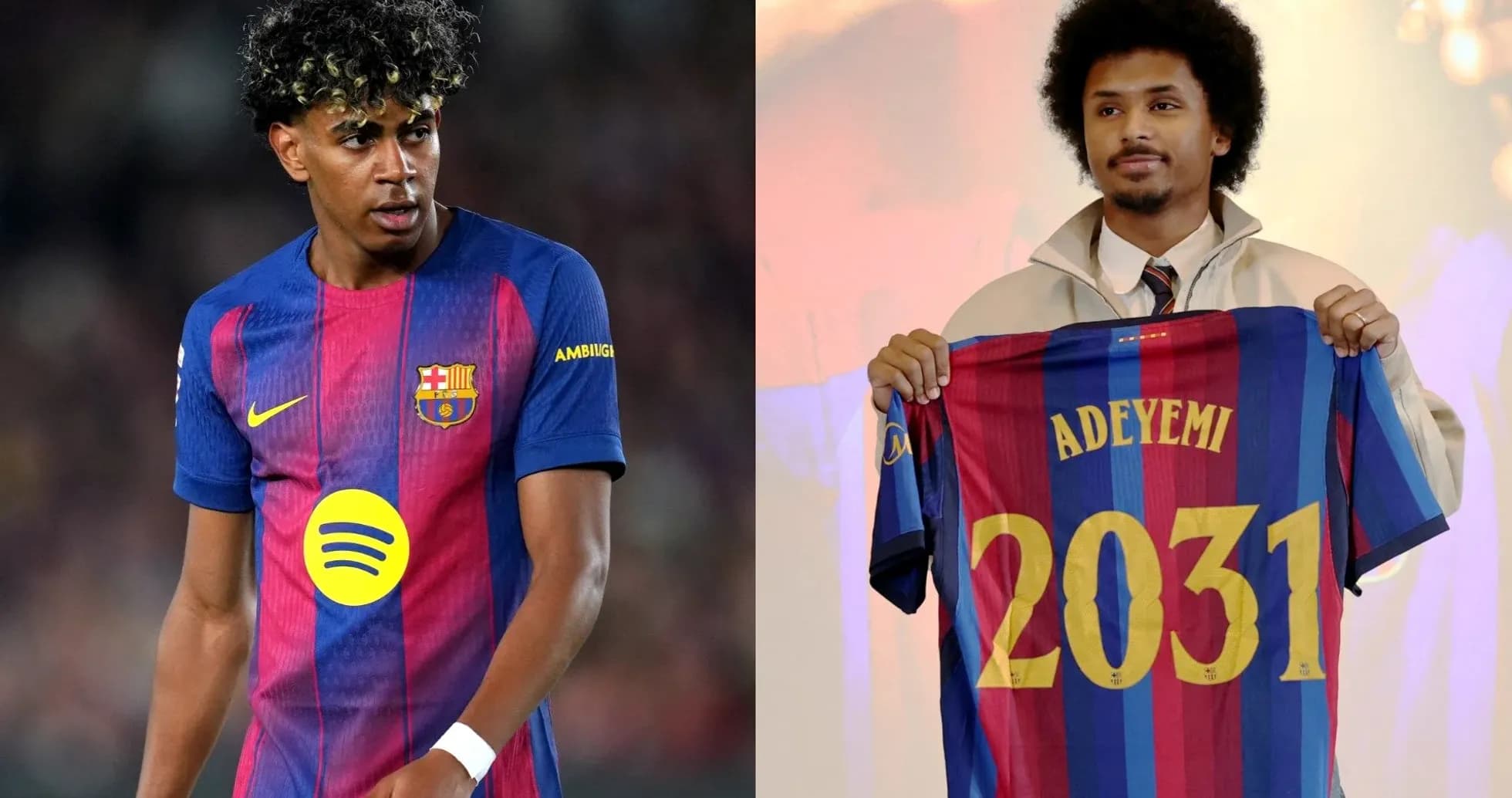 Player in Barcelona kit and new signing with jersey Player in Barcelona kit and new signing with jersey