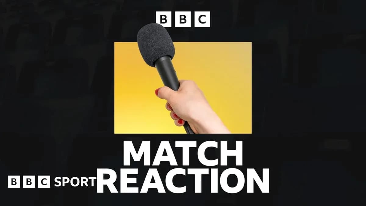 Hand holding a microphone with match reaction text Hand holding a microphone with match reaction text