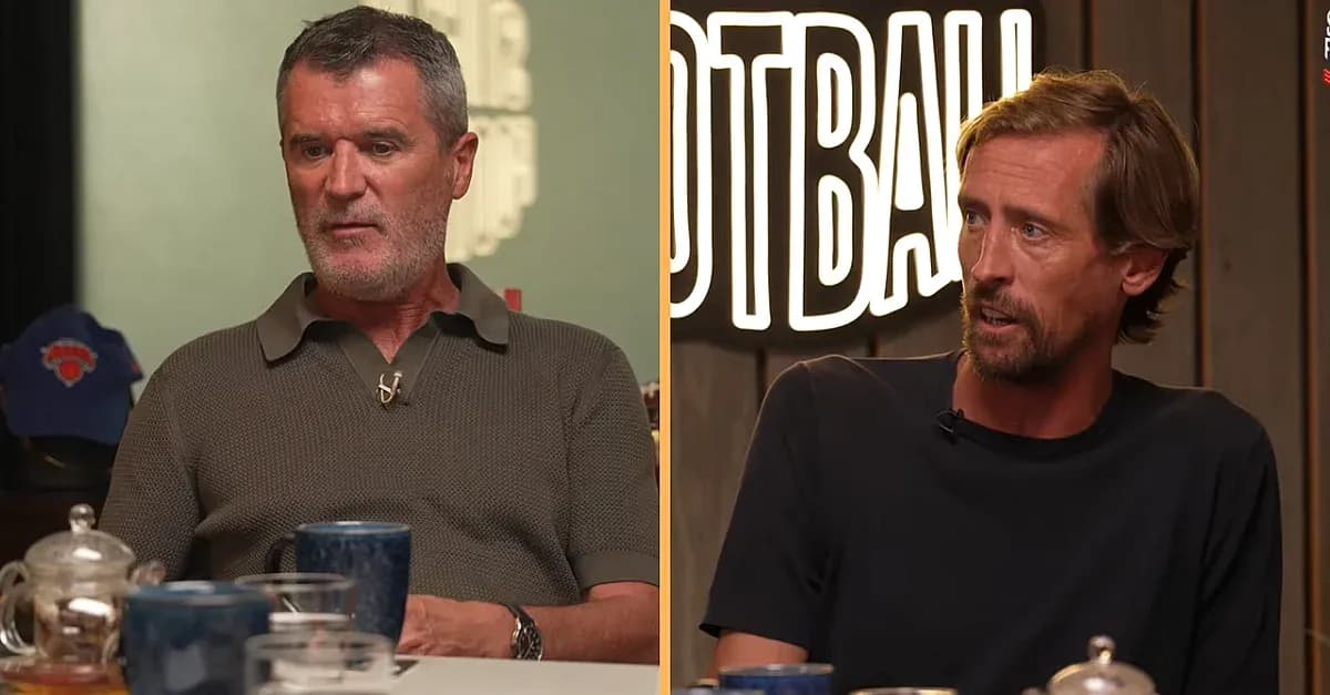 Two men discussing football in a studio setting Two men discussing football in a studio setting