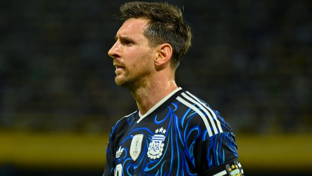 Lionel Messi wearing Argentina jersey during match Lionel Messi wearing Argentina jersey during match