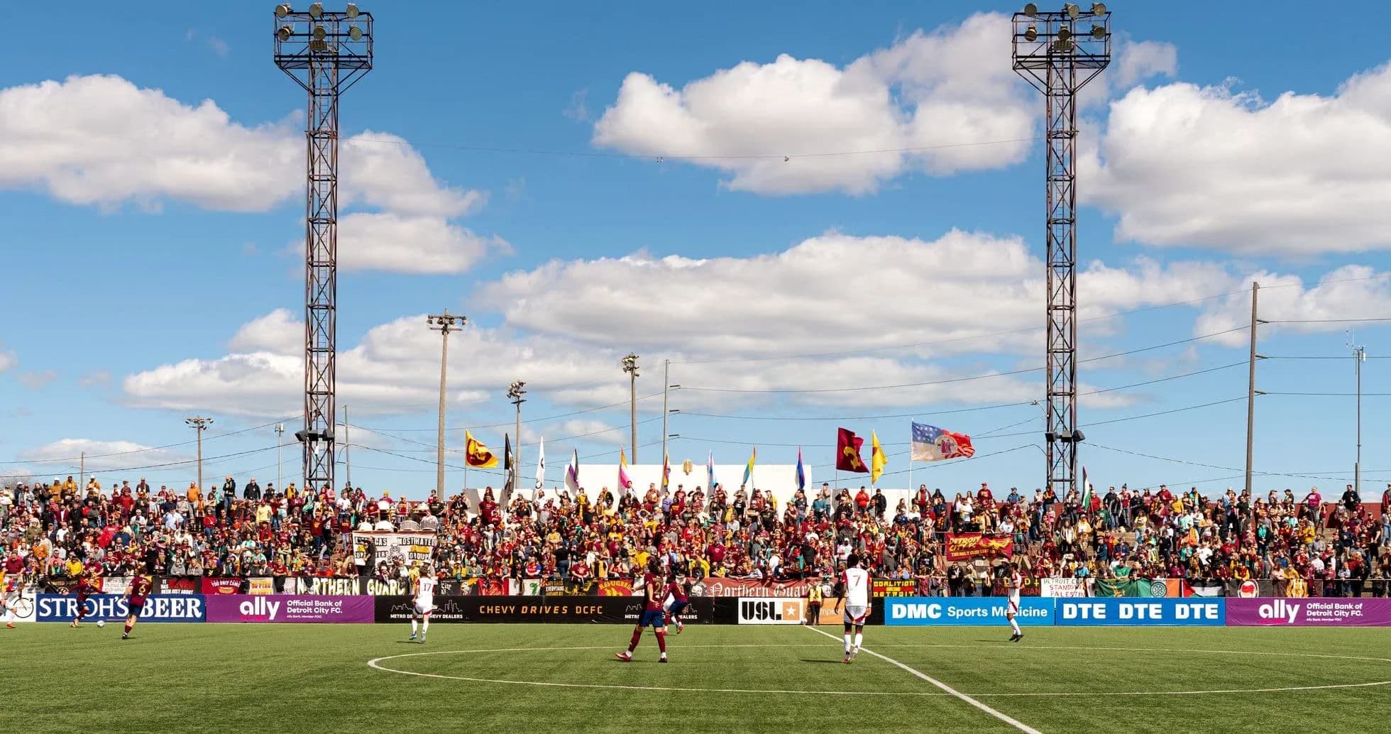 Crowd cheering during Detroit City match Crowd cheering during Detroit City match