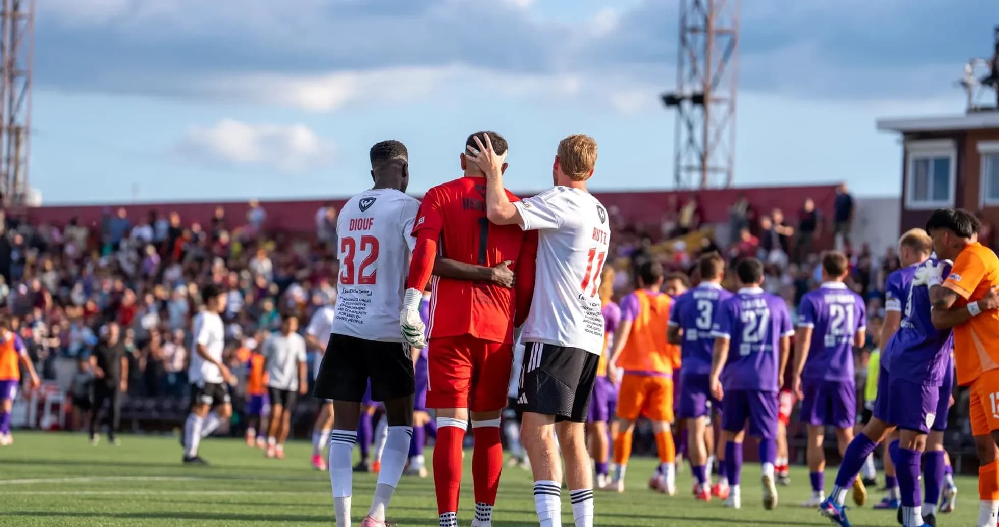 Players celebrating after match in USL League One Players celebrating after match in USL League One