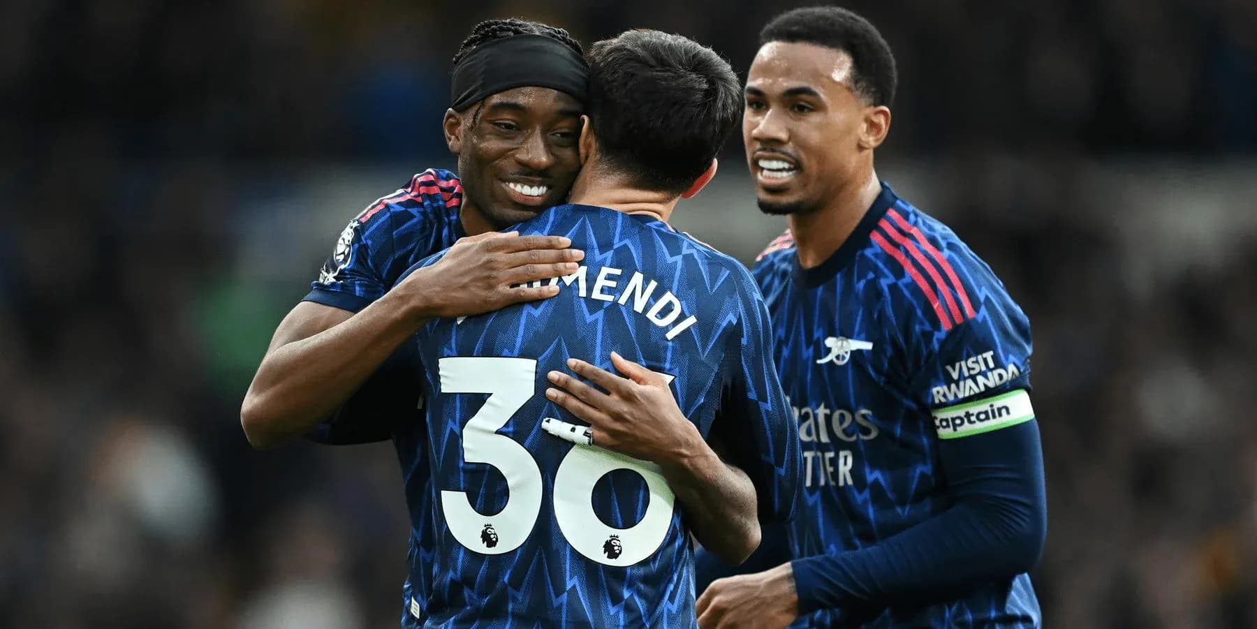 Arsenal players celebrating during Premier League match Arsenal players celebrating during Premier League match