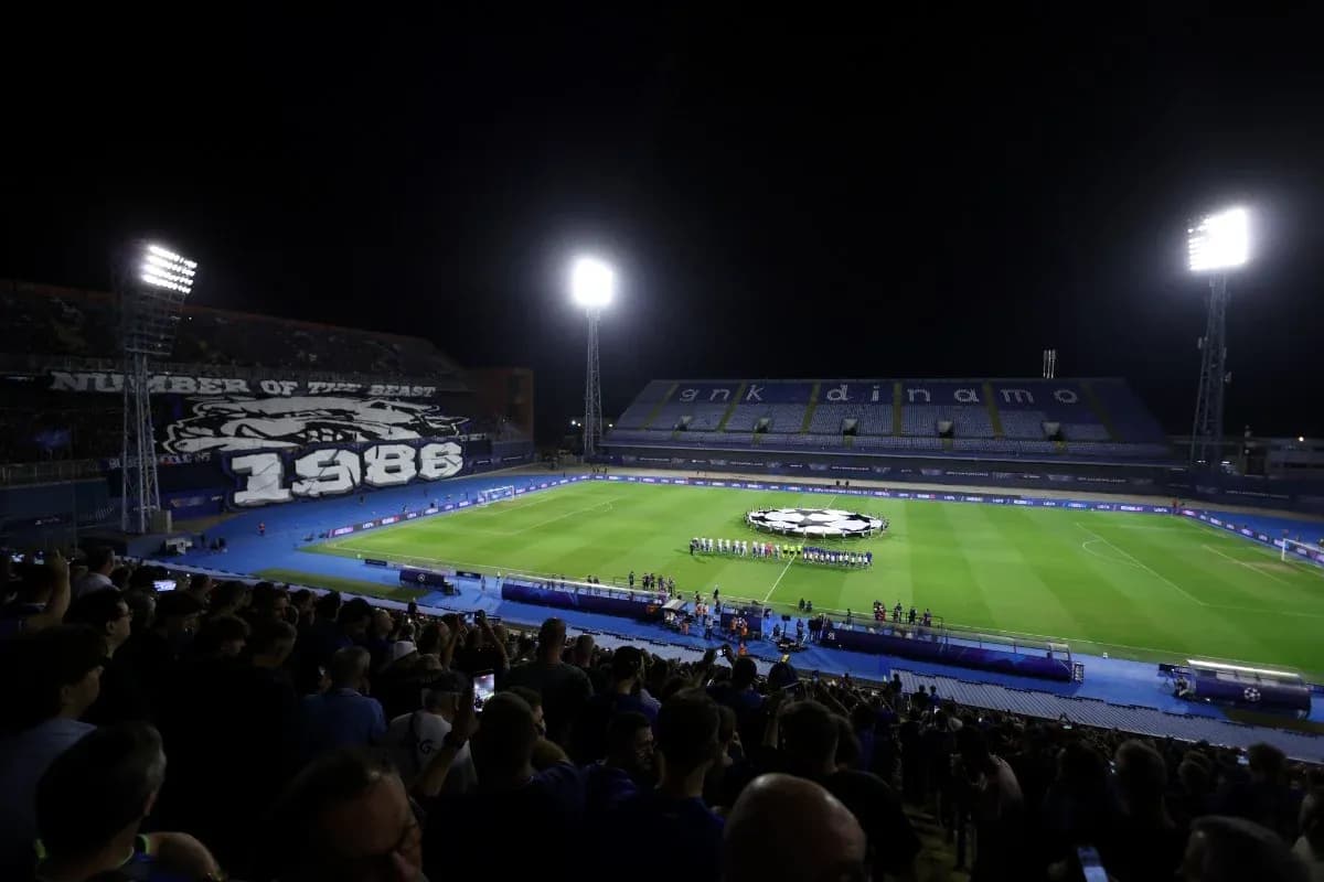 Dinamo Zagreb fans display banner before match Dinamo Zagreb fans display banner before match
