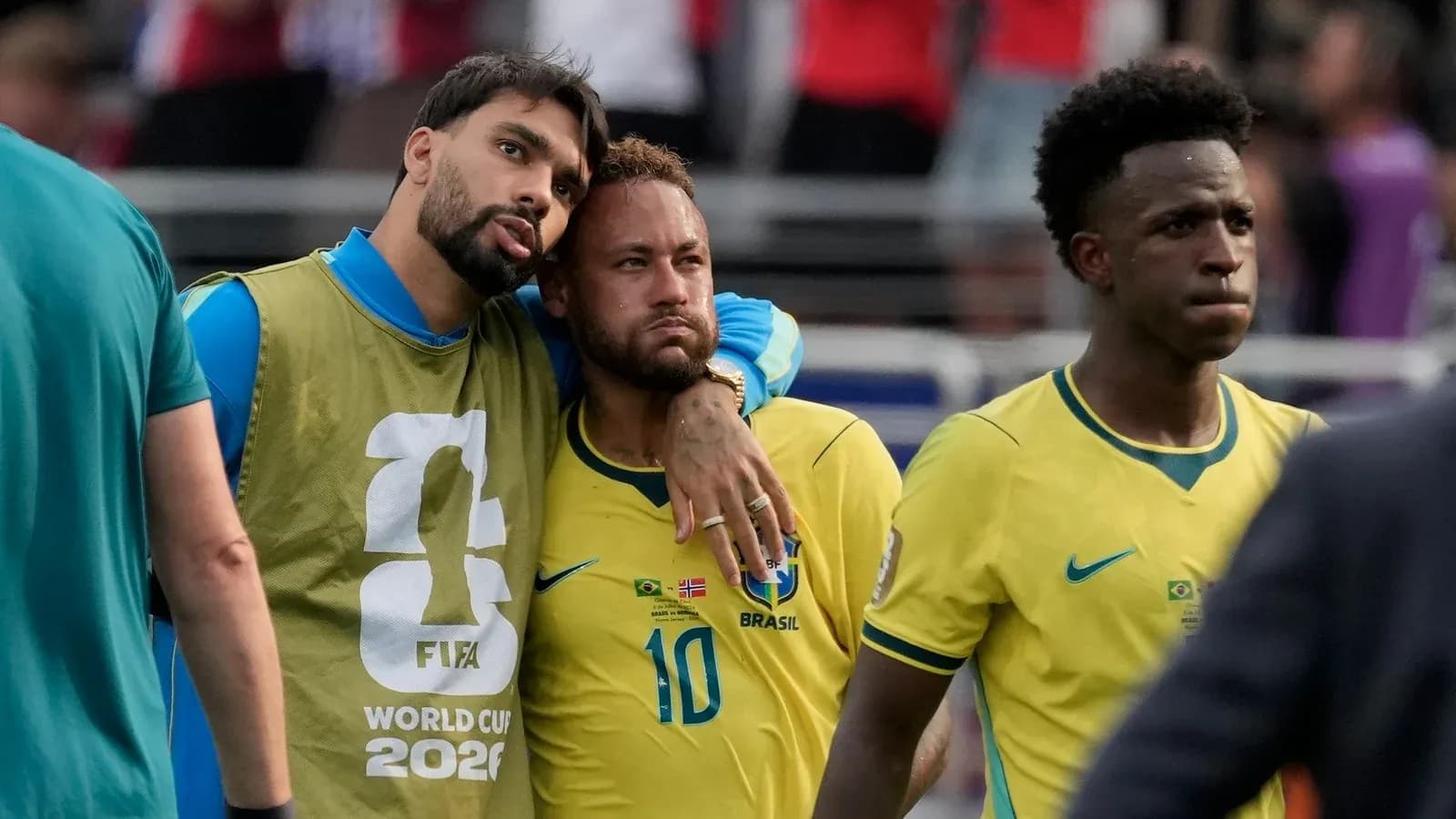 Brazilian players discussing after a match Brazilian players discussing after a match