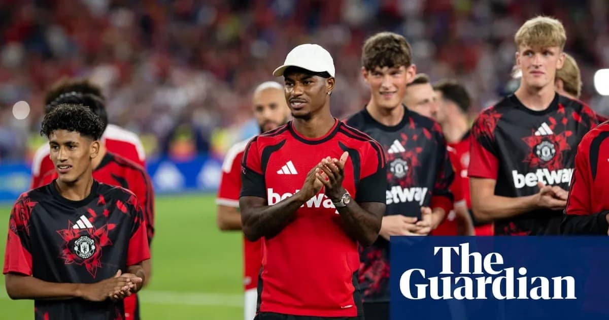 Manchester United players on field before match Manchester United players on field before match