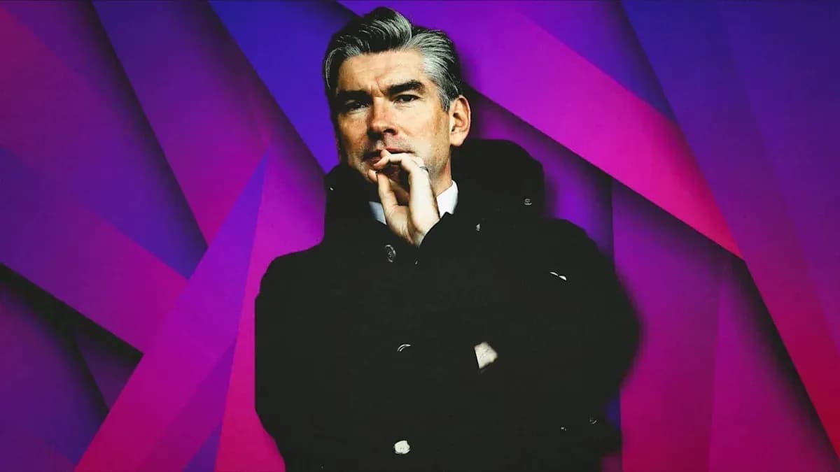 Man in black coat with a colorful background Man in black coat with a colorful background