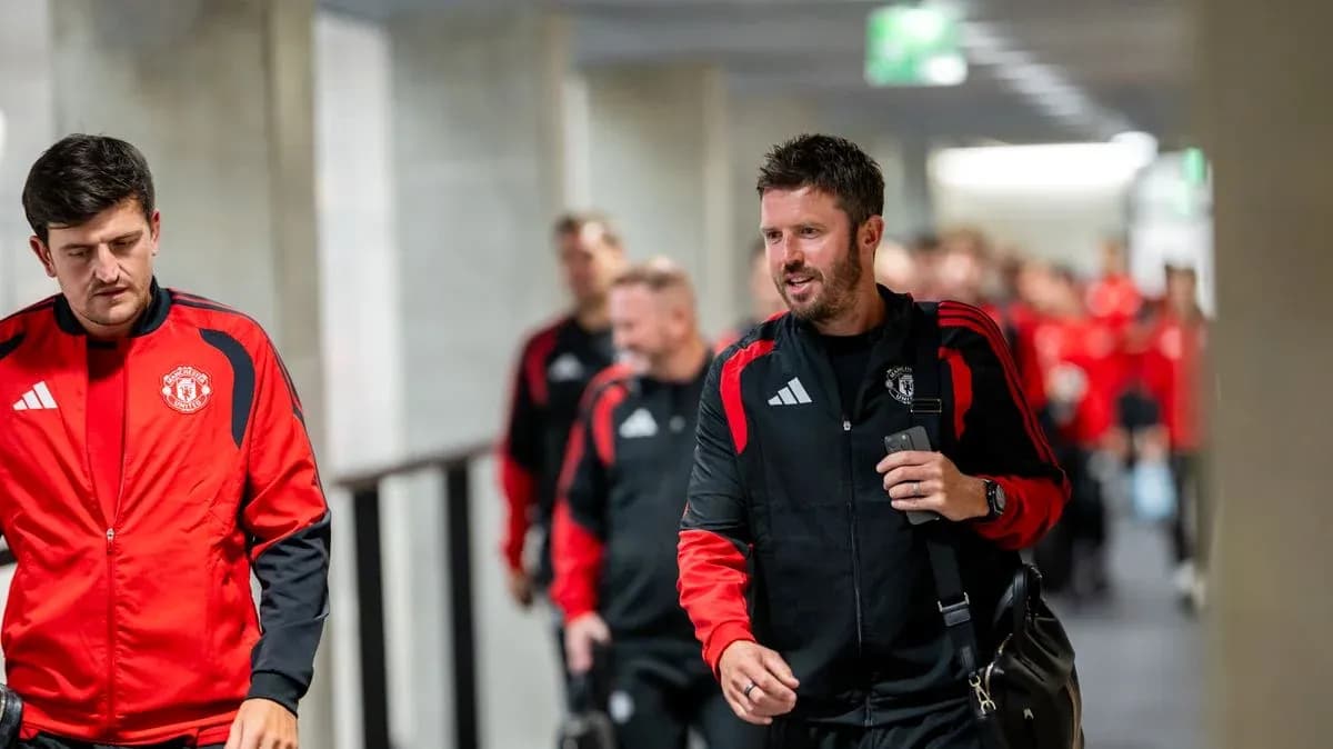 Manchester United team arriving at stadium corridor Manchester United team arriving at stadium corridor